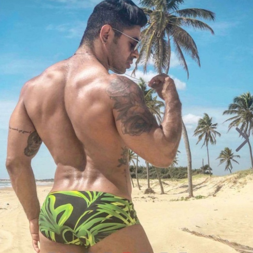 Taddle tropical print Men's Green Swim Trunks M - Picture 14 of 14